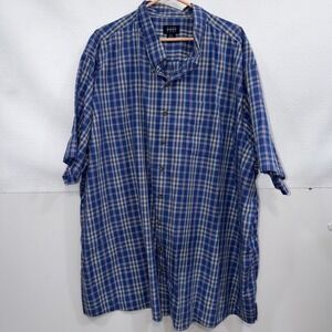 HB Harbor Bay Shirt Mens Size 5XL Blue‎ Plaid   Short Sleeve Button Down Shirt